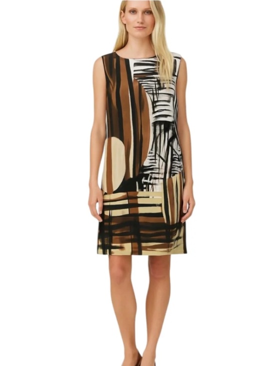 Dana Buchman Dresses & Skirts - Dana Buchman sz 12 silky dress sheath abstract brown black white print